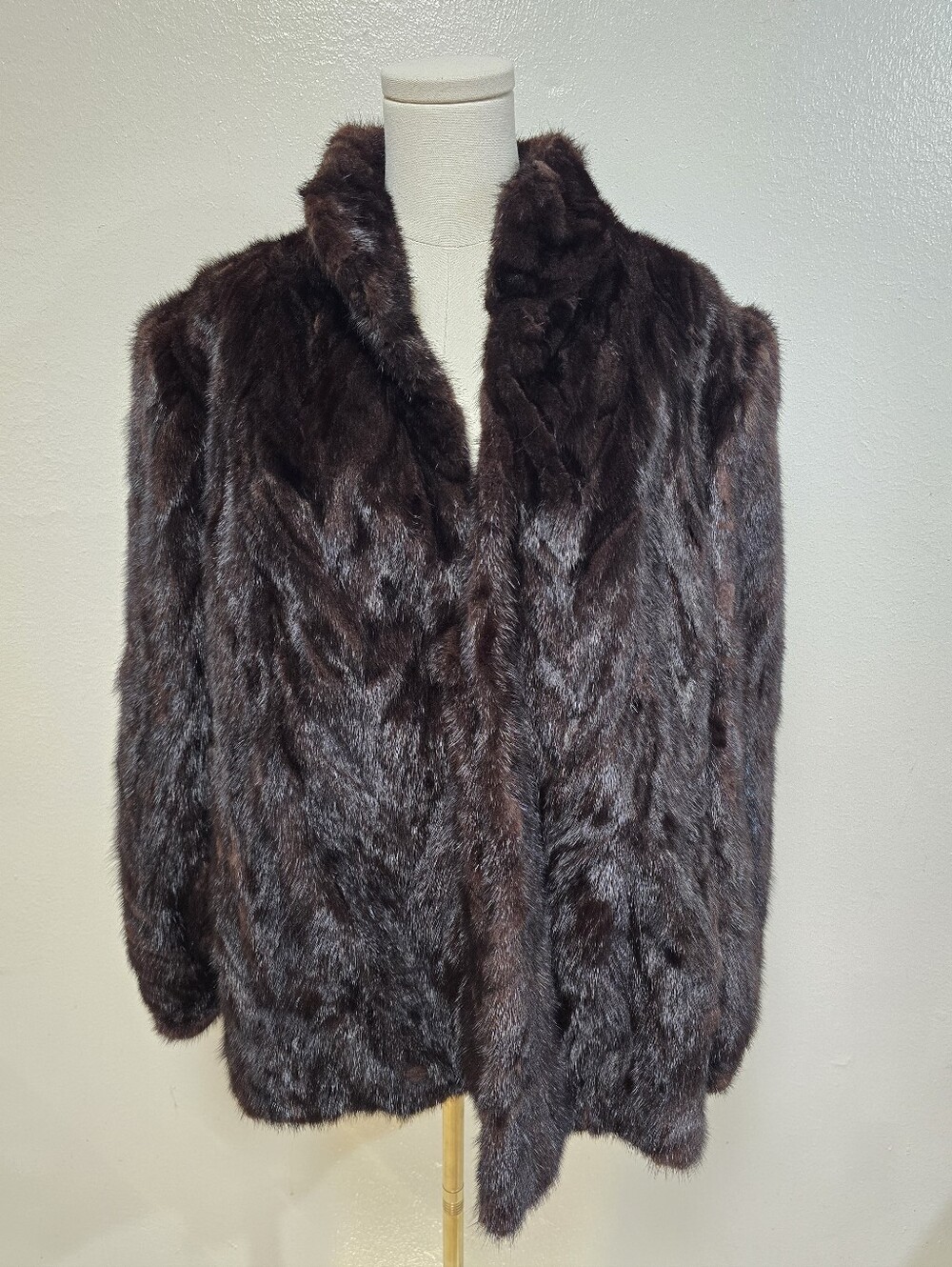 Vintage 1985 Genuine Mahogany Mink Fur Jacket Made in Greece Size XL